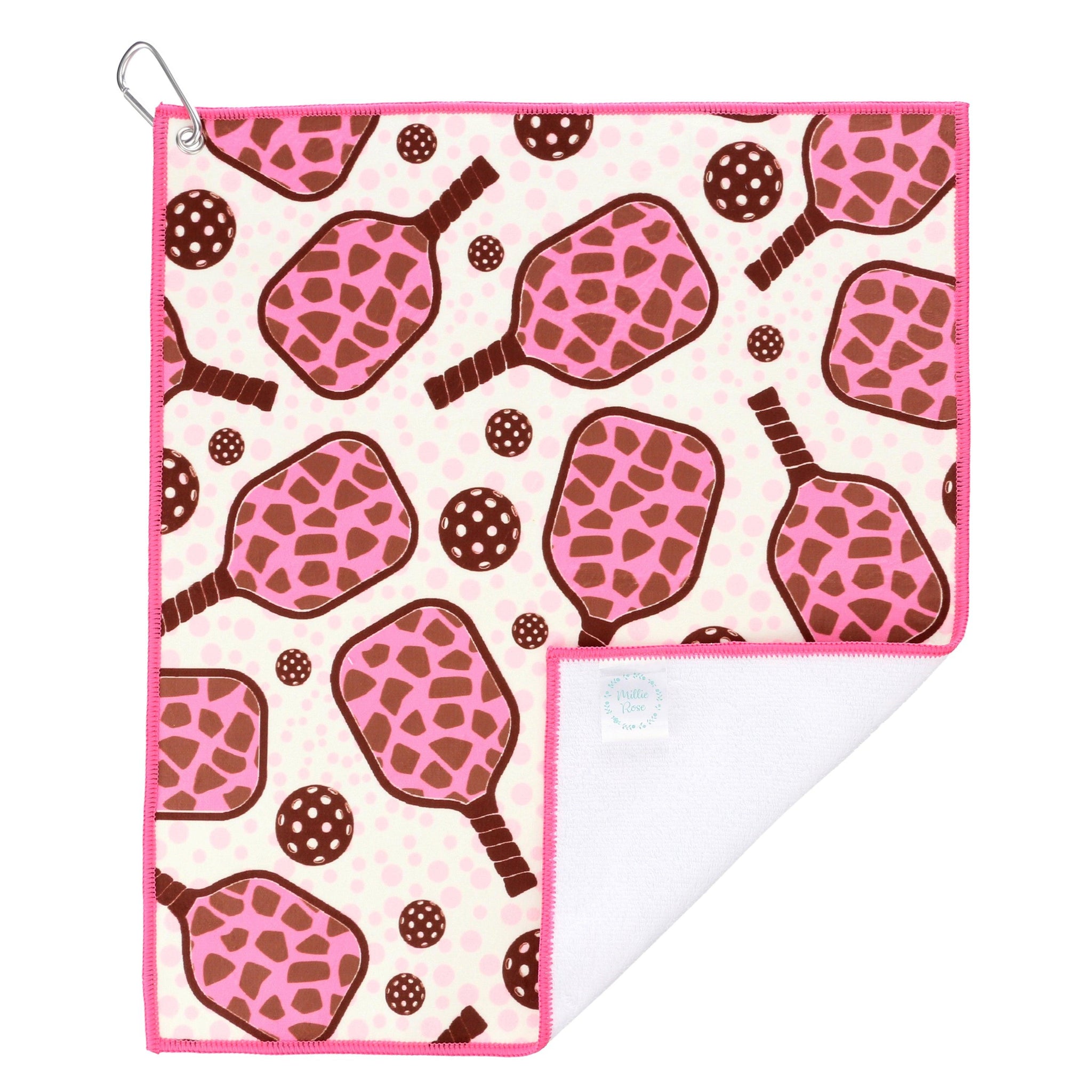 Pink Leopard Pickleball Towel - Millie Rose Designs