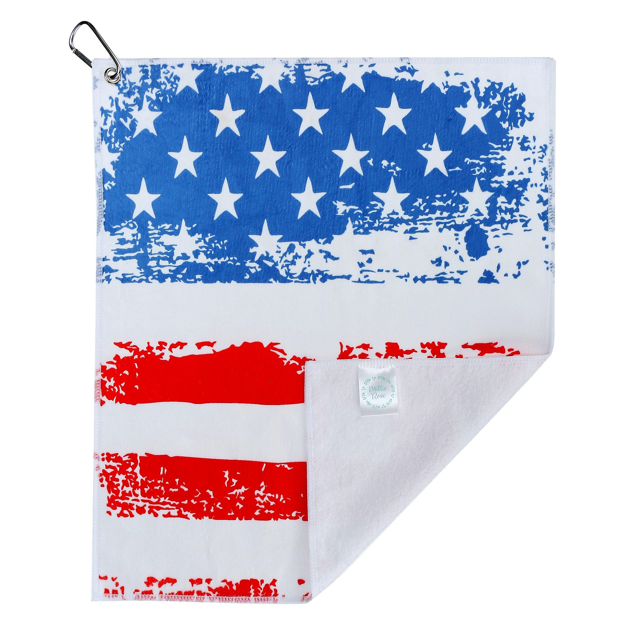 We Love America Golf Towel, American Flag Tennis Towel, Flag Pickleball Towel - Millie Rose Designs