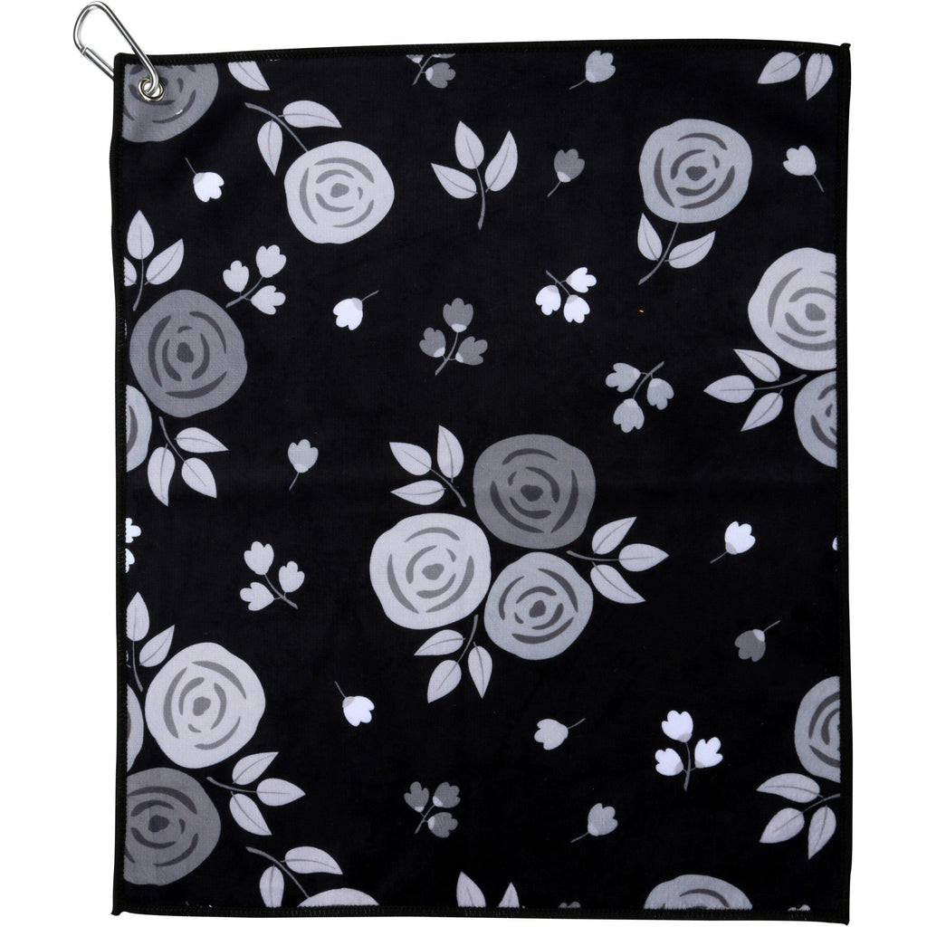 Black and White Roses Ladies Golf Towel and Tennis Towel - Millie Rose Designs