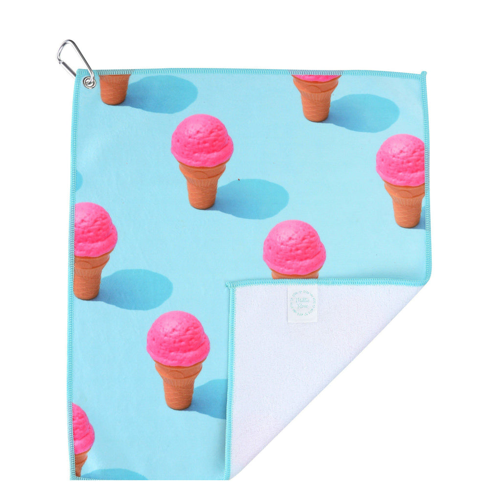 Ice Cream Cone Golf, Tennis, Pickleball Towel - Millie Rose Designs