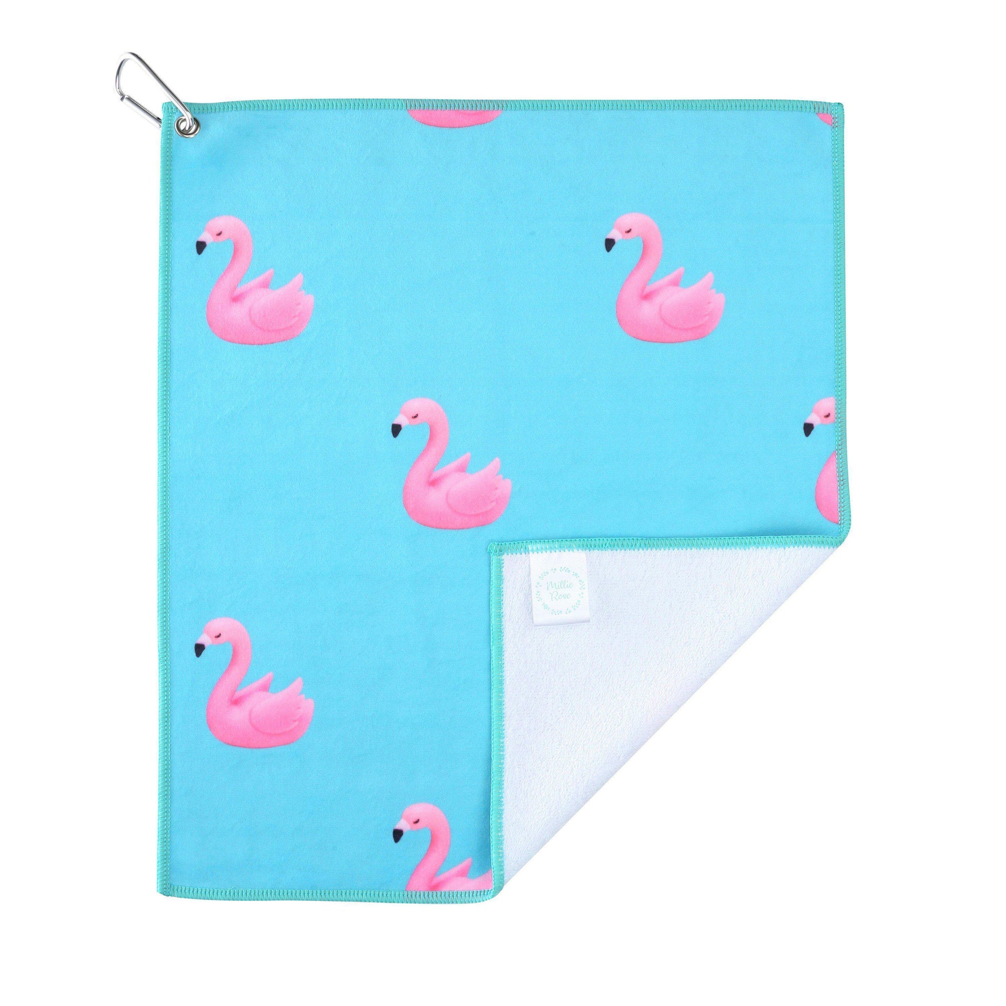 Pink Flamingo Golf, Pickleball and Tennis Towel - Millie Rose Designs